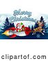 Vector Illustration of Santa Rocket Sleigh Merry Christmas Background by AtStockIllustration