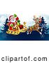Vector Illustration of Santa Sleigh Reindeer Christmas Background by AtStockIllustration