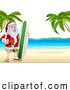 Vector Illustration of Santa Surfing Christmas Tropical Summer Beach by AtStockIllustration