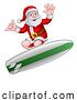 Vector Illustration of Santa Surfing Shaka Hand Christmas by AtStockIllustration
