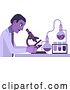 Vector Illustration of Scientist at Microscope Lab Test Bench and Beakers by AtStockIllustration