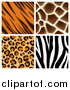 Vector Illustration of Seamless Giraffe Leopard Zebra and Tiger Stripe Animal Prints by AtStockIllustration