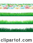 Vector Illustration of Seamless Grass and Flower Website Header Borders by AtStockIllustration