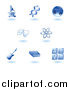Vector Illustration of Shiny Blue Education Subject Icons by AtStockIllustration