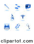 Vector Illustration of Shiny Blue Health Care Icons by AtStockIllustration