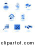 Vector Illustration of Shiny Blue Real Estate Icons by AtStockIllustration