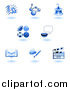 Vector Illustration of Shiny Blue School Subject Icons by AtStockIllustration