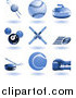 Vector Illustration of Shiny Blue Sports Icons by AtStockIllustration