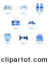 Vector Illustration of Shiny Blue Tourist Icons by AtStockIllustration