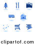 Vector Illustration of Shiny Blue Travel Services Icons by AtStockIllustration