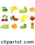 Vector Illustration of Shiny Organic Fruit Icons by AtStockIllustration