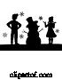 Vector Illustration of Silhouette Christmas Children Building Snowman by AtStockIllustration