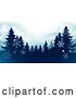Vector Illustration of Silhouette Christmas Trees Snow Scene Background by AtStockIllustration
