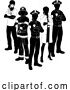 Vector Illustration of Silhouette Emergency Services Worker Team People by AtStockIllustration