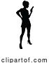 Vector Illustration of Silhouette Lady Female Movie Action Hero with Gun by AtStockIllustration