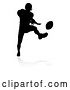 Vector Illustration of Silhouetted American Football Player Kicking a Ball, with a Reflection or Shadow by AtStockIllustration
