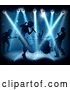 Vector Illustration of Silhouetted Band in Action on Stage in Blue Lighting by AtStockIllustration
