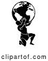 Vector Illustration of Silhouetted Black and White Atlas Titan Guy Carrying a Globe by AtStockIllustration