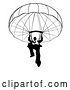 Vector Illustration of Silhouetted Black and White Businessman Parachuting by AtStockIllustration