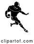 Vector Illustration of Silhouetted Black and White Football Player Charging by AtStockIllustration