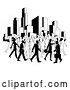 Vector Illustration of Silhouetted Busy City with Businessmen and Women by AtStockIllustration