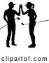 Vector Illustration of Silhouetted Couple Golfing by AtStockIllustration