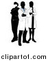 Vector Illustration of Silhouetted Doctors and Surgeons with Foled Arms by AtStockIllustration