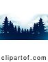 Vector Illustration of Silhouetted Evergreen Trees Under a Winter Sky by AtStockIllustration