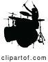 Vector Illustration of Silhouetted Female Drummer by AtStockIllustration