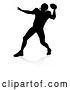 Vector Illustration of Silhouetted Football Player Throwing, with a Reflection or Shadow, on a White Background by AtStockIllustration