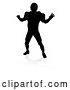 Vector Illustration of Silhouetted Football Player with a Reflection or Shadow, on a White Background by AtStockIllustration