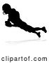 Vector Illustration of Silhouetted Football Player, with a Reflection or Shadow, on a White Background by AtStockIllustration
