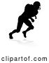 Vector Illustration of Silhouetted Football Player, with a Reflection or Shadow, on a White Background by AtStockIllustration