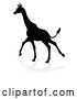 Vector Illustration of Silhouetted Giraffe Running, with a Reflection or Shadow by AtStockIllustration