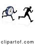 Vector Illustration of Silhouetted Guy Racing a Clock Character by AtStockIllustration