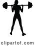 Vector Illustration of Silhouetted Lady Working out with a Barbell by AtStockIllustration