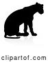Vector Illustration of Silhouetted Lioness, with a Shadow on a White Background by AtStockIllustration