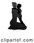 Vector Illustration of Silhouetted Mother Kneeling and Hugging Her Son, with a Shadow on a White Background by AtStockIllustration