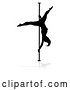 Vector Illustration of Silhouetted Sexy Pole Dancer Lady, with a Shadow, on a White Background by AtStockIllustration