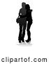 Vector Illustration of Silhouetted Teenage Girls Hugging, with a Reflection or Shadow, on a White Background by AtStockIllustration