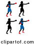 Vector Illustration of Silhouetted Women Boxing by AtStockIllustration