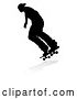 Vector Illustration of Skater Skateboarder Silhouette, on a White Background by AtStockIllustration