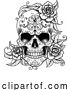 Vector Illustration of Skull Roses Abstract Pattern Tattoo Design by AtStockIllustration