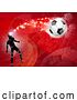 Vector Illustration of Soccer Silhouette Abstract Football Red Background by AtStockIllustration