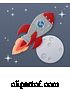 Vector Illustration of Space Rocket Ship Paper Craft Moon Scene by AtStockIllustration
