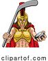 Vector Illustration of Spartan Trojan Lady Ice Hockey Team Sports Mascot by AtStockIllustration