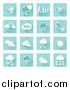 Vector Illustration of Square Blue and White Weather Icons by AtStockIllustration
