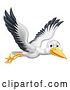 Vector Illustration of Stork Pregnancy Myth Bird Flying by AtStockIllustration