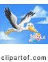 Vector Illustration of Stork Pregnancy Myth Bird with Baby Boy by AtStockIllustration