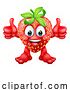 Vector Illustration of Strawberry Emoticon Emoji Mascot Icon by AtStockIllustration